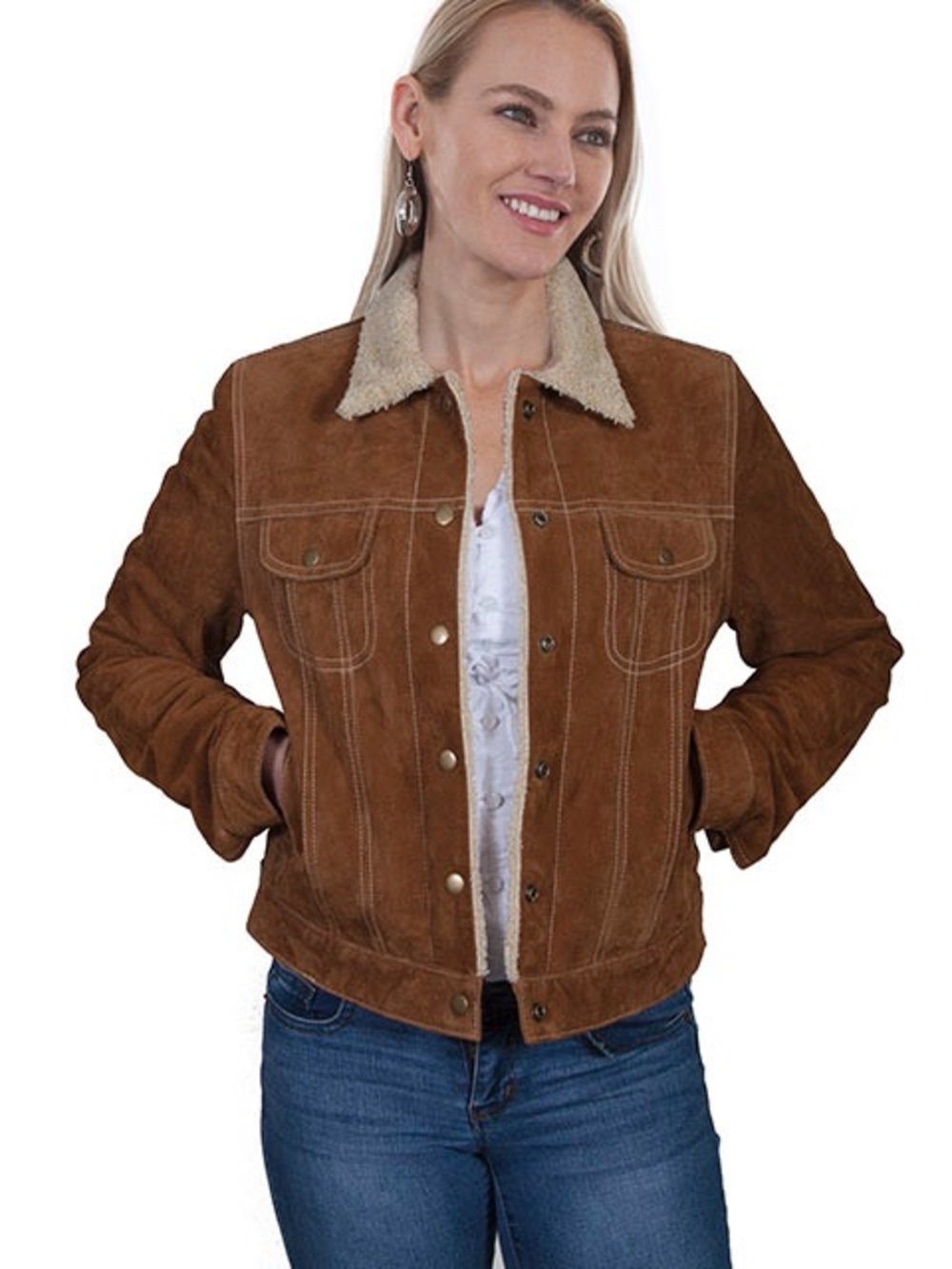 Scully Women's Leather Suede Jacket w/ Faux Shearling Lining Cinnamon L1019-126